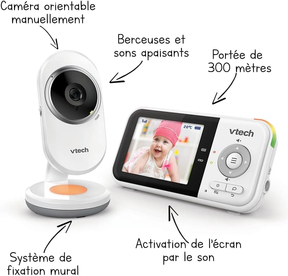VTech vaizdo auklė su 2,8 col. IPS ekranu, naktiniu matymu ir interkomu BM3254