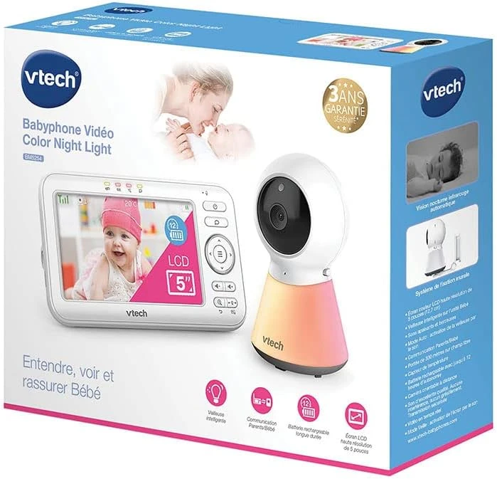 VTech vaizdo auklė su 5 colių ekranu, naktine lempute ir lopšinėmis BM5254