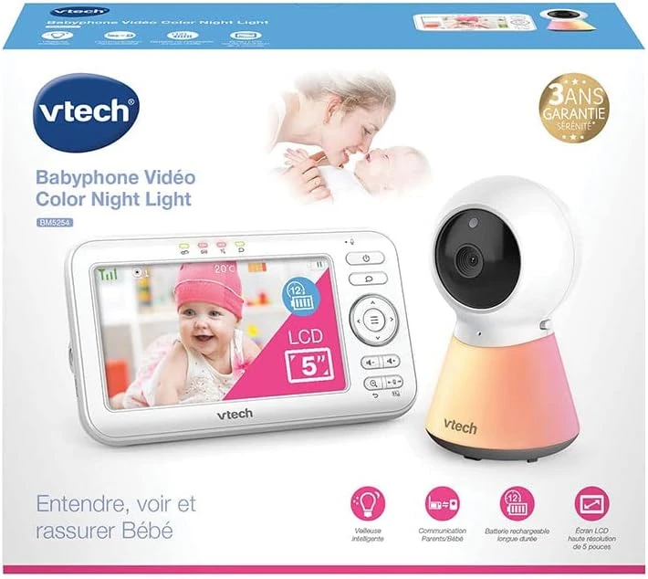 VTech vaizdo auklė su 5 colių ekranu, naktine lempute ir lopšinėmis BM5254
