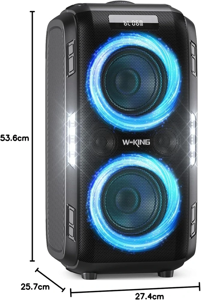 W-KING Bluetooth nešiojama garso kolonėlė 270 W, 6,5 colio žemųjų dažnių garsiakalbis, IPX5, T9 Pro