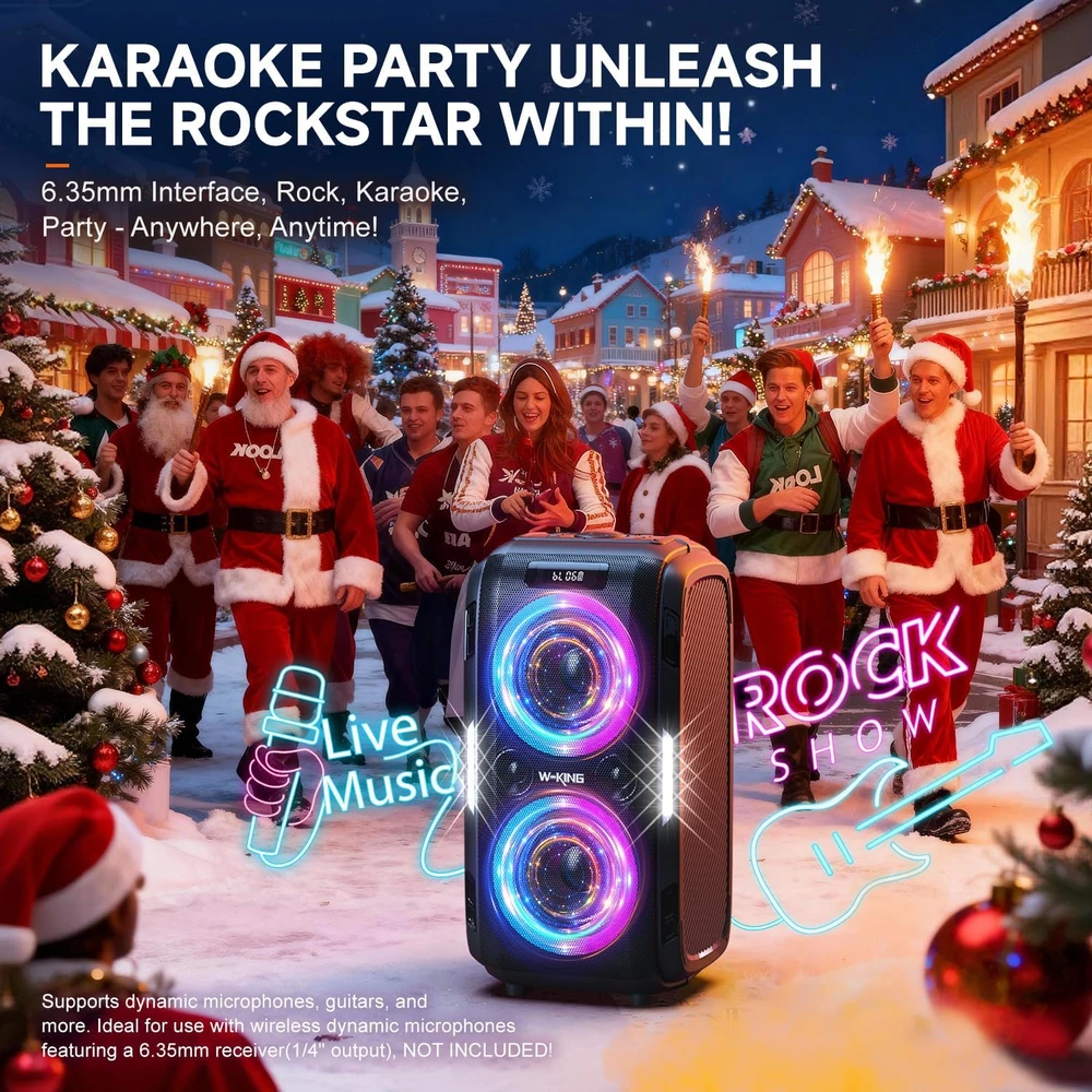 W-KING Bluetooth nešiojama garso kolonėlė 270 W, 6,5 colio žemųjų dažnių garsiakalbis, IPX5, T9 Pro