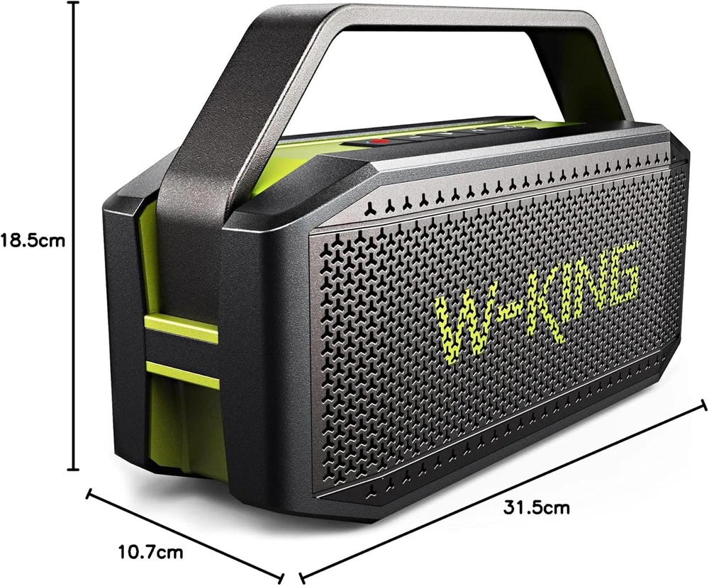 W-KING nešiojama Bluetooth garso kolonėlė 60 W IPX6 atspari vandeniui, stereofoninis garsas, 40 h veikimo su NFC, AUX, TF, mikrofonas, D9-1