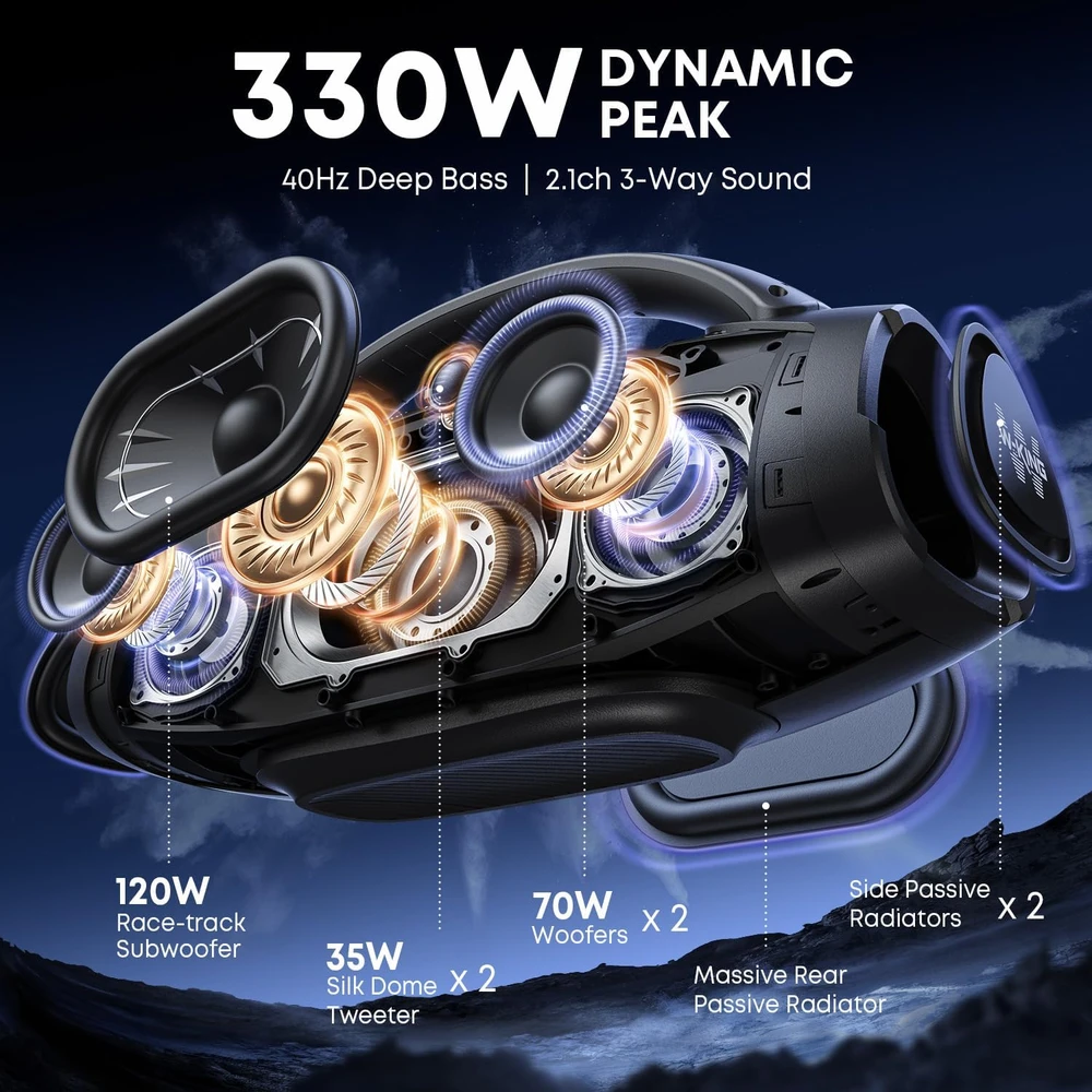 W-KING nešiojama Bluetooth kolonėlė 200 W RMS, IPX7, subas, EQ, X20