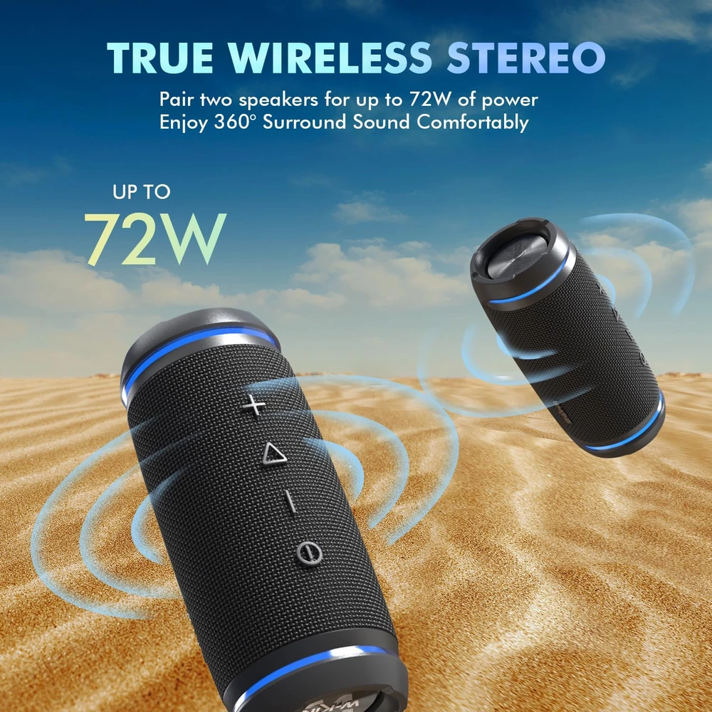 W-KING nešiojama Bluetooth kolonėlė 36 W IPX6 atsparumas vandeniui Bluetooth 5.4 DSP BT226