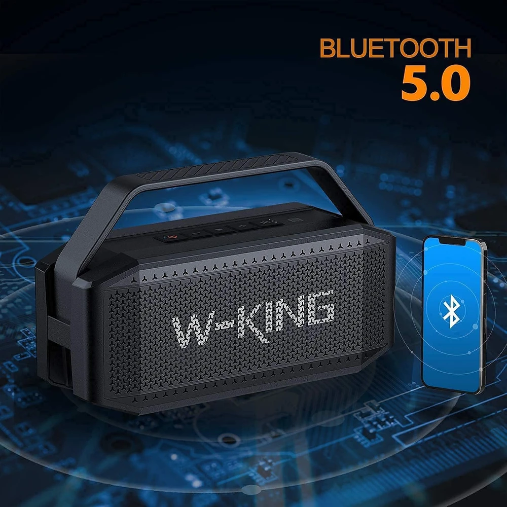 W-KING nešiojama Bluetooth kolonėlė 60 W, IPX6, 5200 mAh akumuliatorius, NFC, mikrofonas, modelis D9-1