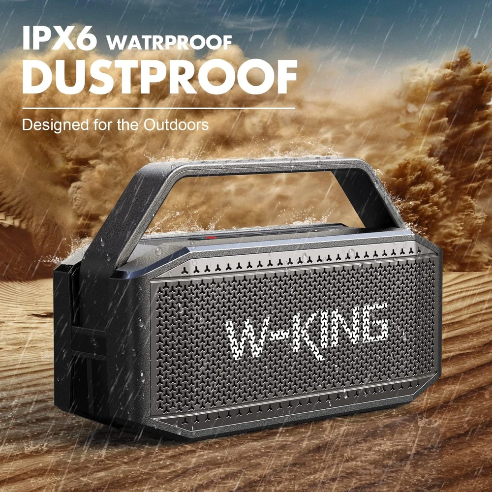 W-KING nešiojama Bluetooth kolonėlė 60 W, IPX6, 5200 mAh akumuliatorius, NFC, mikrofonas, modelis D9-1