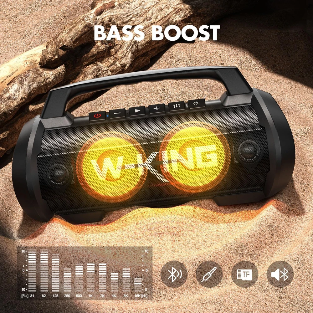 W-KING nešiojama Bluetooth kolonėlė 70 W RMS, IPX6, mikrofonas, akumuliatorius 42 val., D10