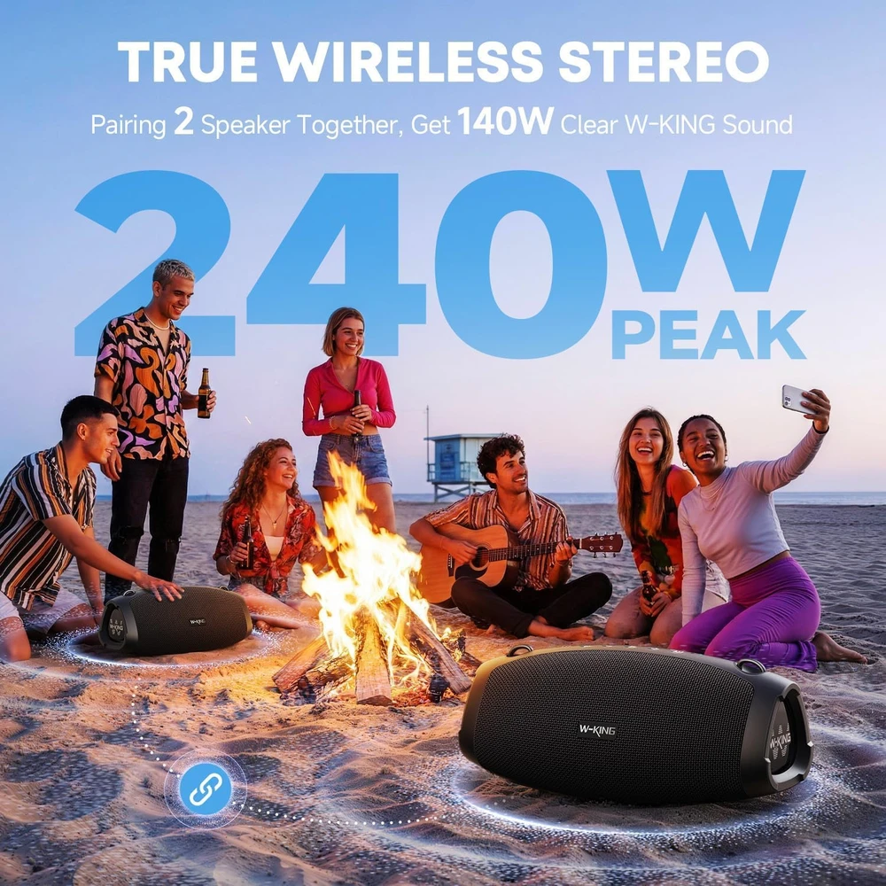 W-KING nešiojama Bluetooth kolonėlė 70 W, IPX6, stiprūs žemieji dažniai, iki 42 val. grojimo, mikrofonas, X10