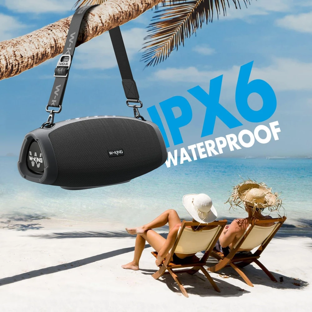 W-KING nešiojama Bluetooth kolonėlė 70 W, IPX6, stiprūs žemieji dažniai, iki 42 val. grojimo, mikrofonas, X10