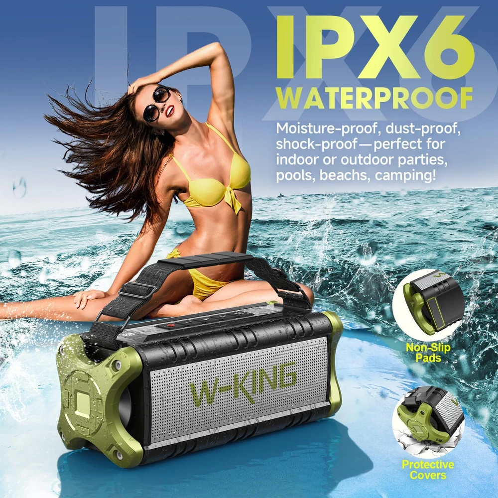 W-KING nešiojama Bluetooth kolonėlė 90W, 50W RMS, IPX6, NFC, 5200mAh, D8