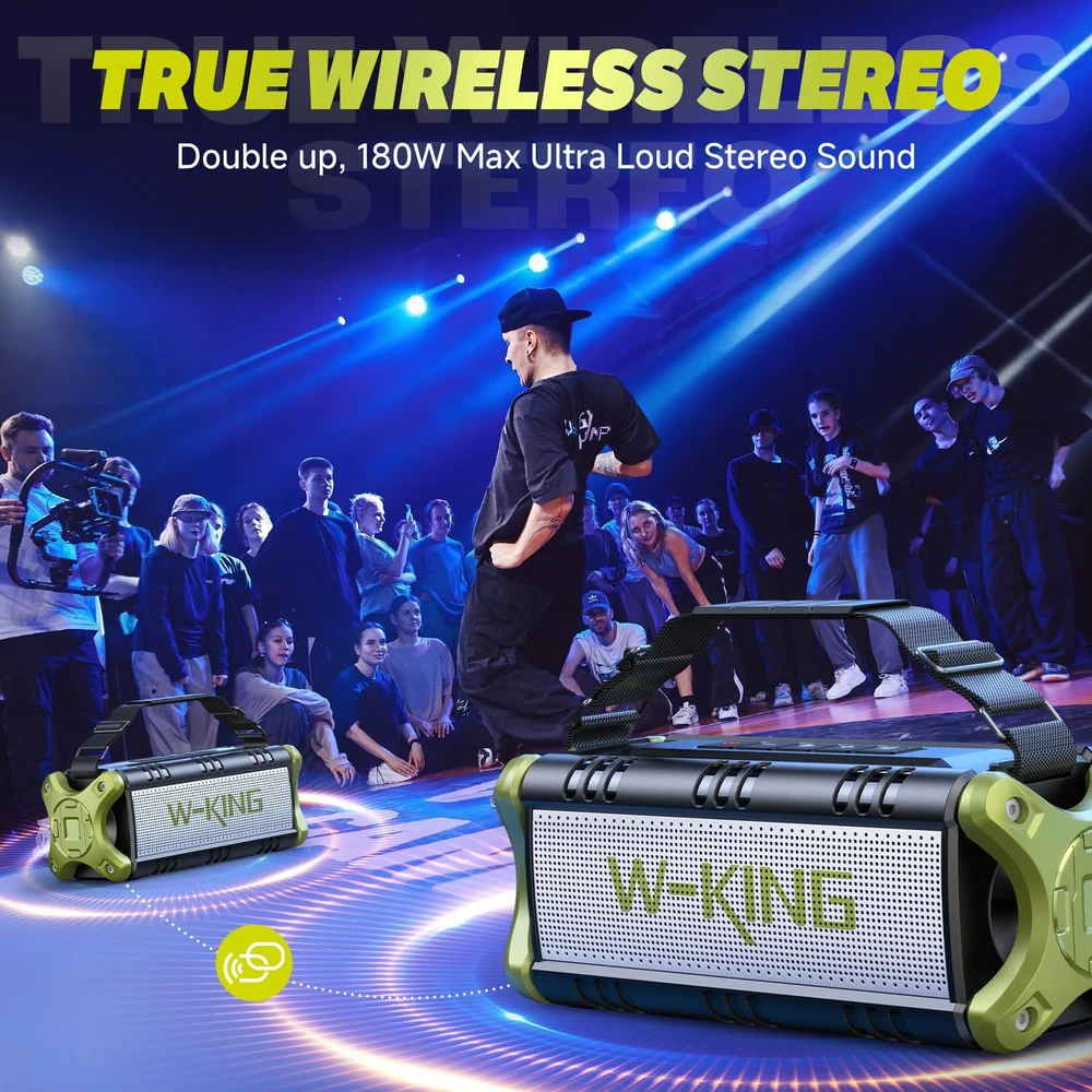 W-KING nešiojama Bluetooth kolonėlė 90W, 50W RMS, IPX6, NFC, 5200mAh, D8