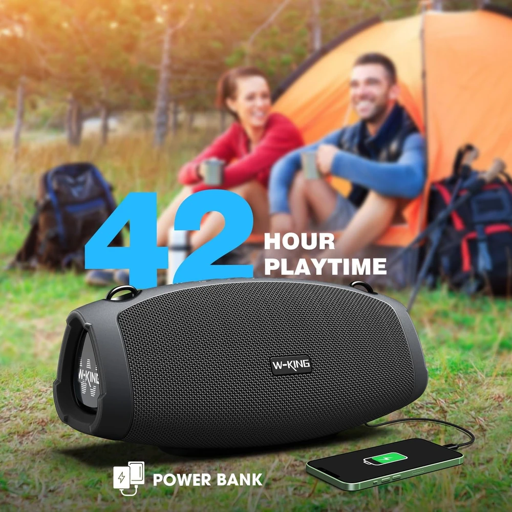 W-KING nešiojama Bluetooth kolonėlė su belaidžiu mikrofonu, 70 W RMS, IPX6, X10 MIC