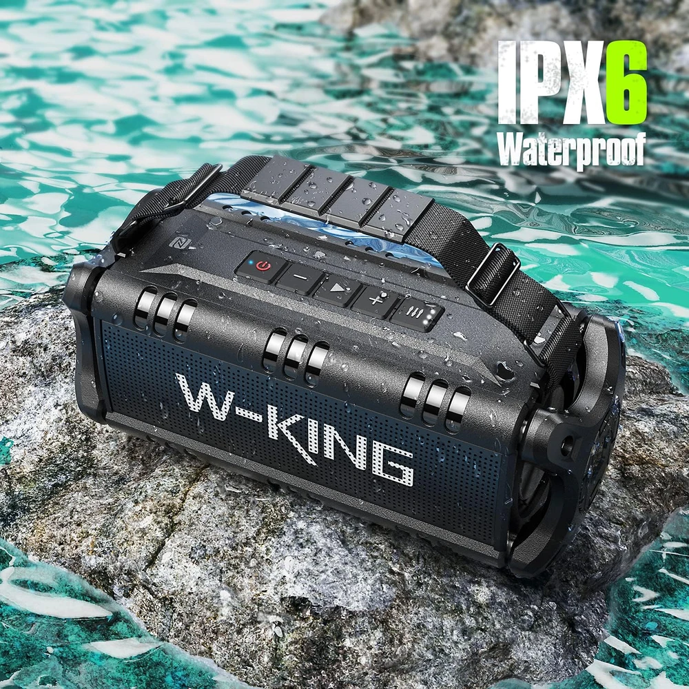 W-KING nešiojamas Bluetooth garsiakalbis 50 W, IPX6, stereofoninis garsas, NFC, D8
