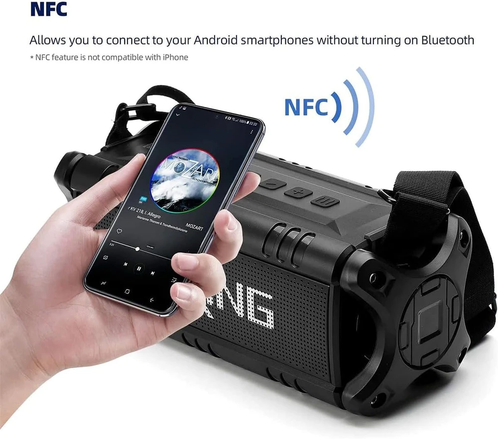 W-KING nešiojamas Bluetooth garsiakalbis 50 W, IPX6, stereofoninis garsas, NFC, D8