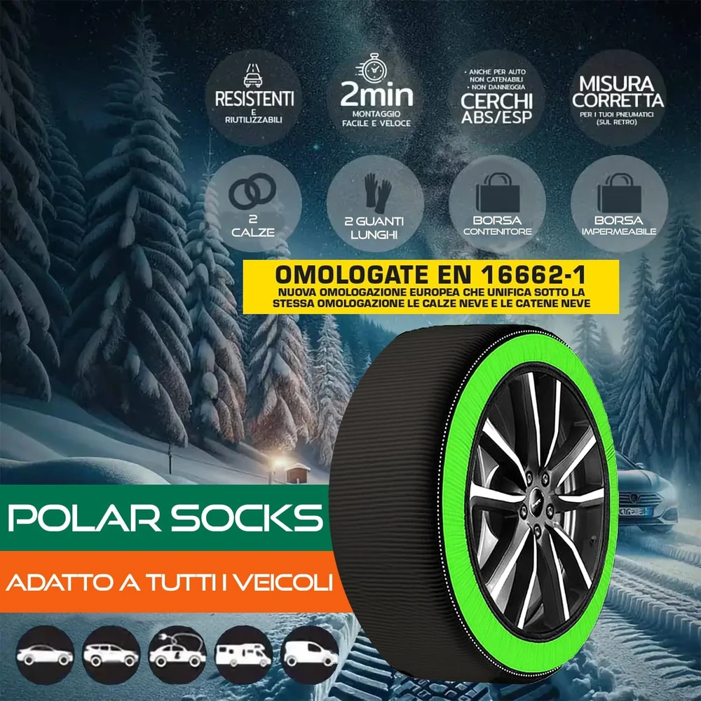W-Parts sniego kojinės automobiliams Arctic Socks S, EN 16662-1:2020, 68071