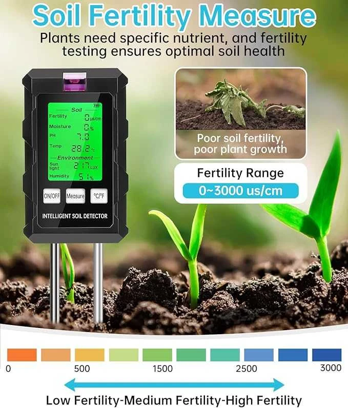 WADEO Dirvožemio matuoklis su LCD ekranu