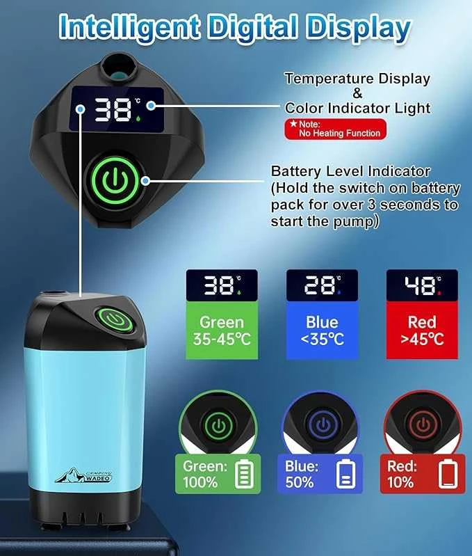 WADEO Nešiojamas kempingo dušas su 3000 mAh baterija