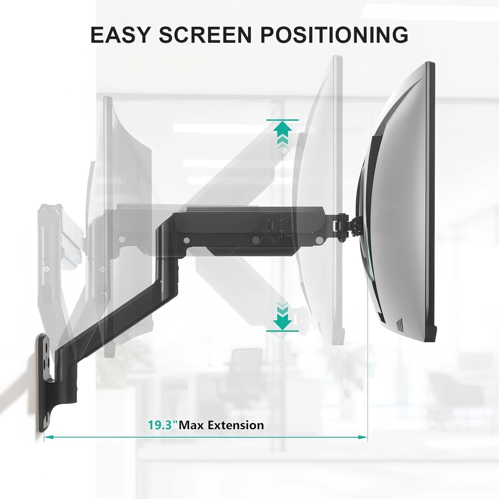 WALI sieninis monitoriaus laikiklis iki 32 colių, 9kg, VESA 75 × 75/100 × 100, GSWM001