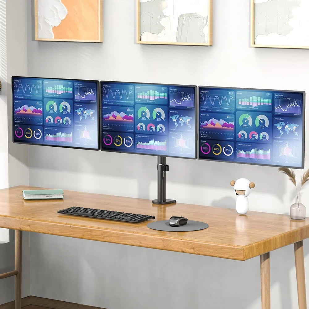 Bontec WALI trijų monitorių stalinis laikiklis iki 27 colių, VESA 75/100 mm M003S