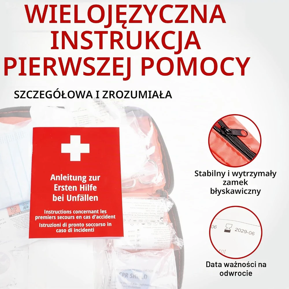 Walser automobilinis pirmosios pagalbos rinkinys DIN 13164:2022, 40 dalių, 44283