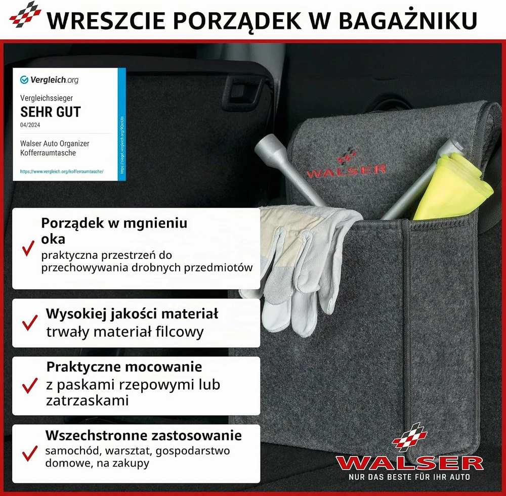 Walser automobilio bagažinės įrankių krepšys iš veltinio 29 × 13 × 28 cm 30103-0