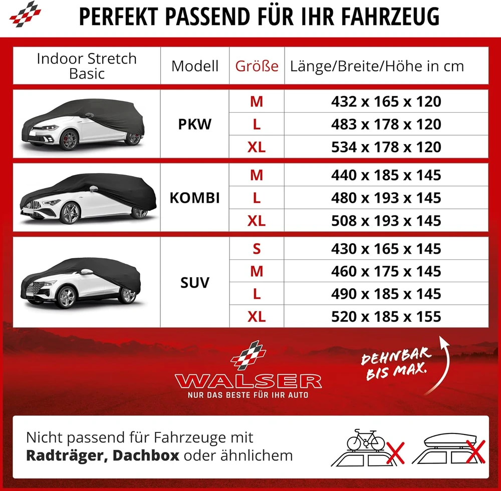 Walser automobilio uždangalas vidaus naudojimui SUV M, juodas, 41140