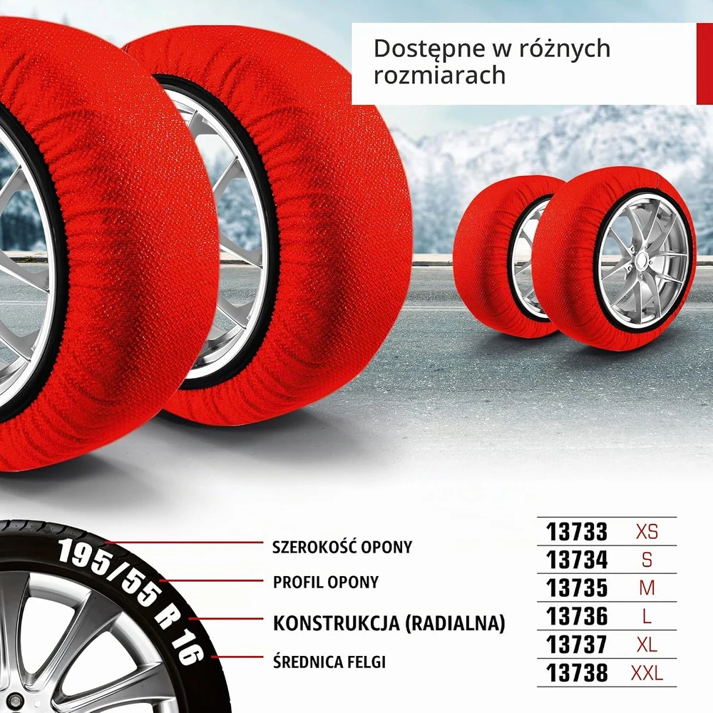 Walser tekstilinės sniego kojinės automobiliams, 50 km/h, 2 vnt., 13735
