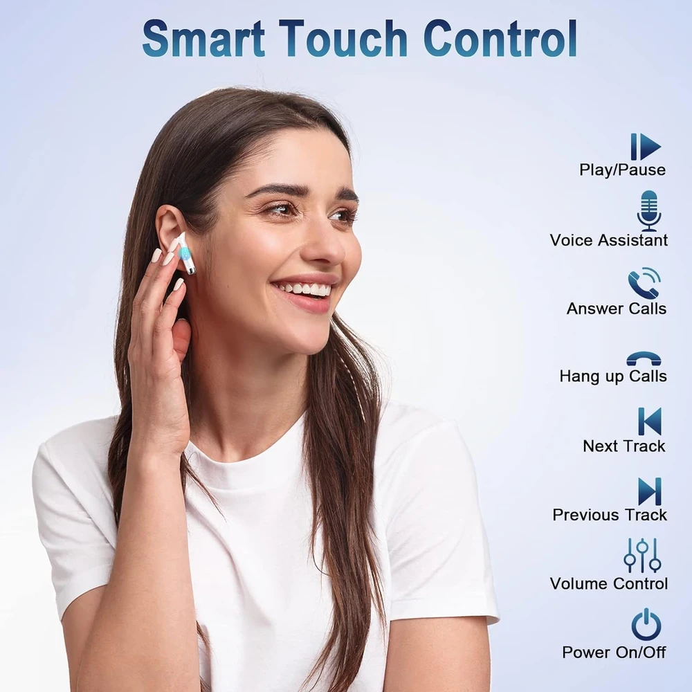 Wasart belaidės į ausis įdedamos Bluetooth 5.3 ausinės su ENC ir mikrofonais, J55