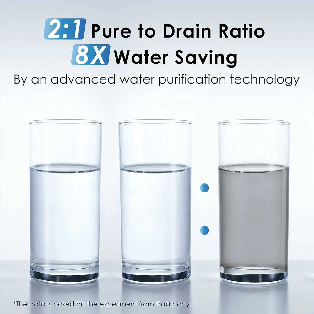 Waterdrop atvirkštinio osmoso vandens filtravimo sistema, 600 GPD, be bako, išmanus LED čiaupas, WD-G3P600