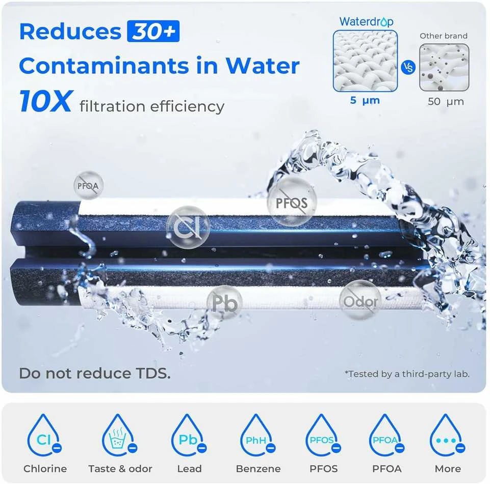 Waterdrop elektrinis vandens filtras su 6 l talpos indeliu, aktyvios anglies ir jonų mainų filtracija, WD-ED04 W