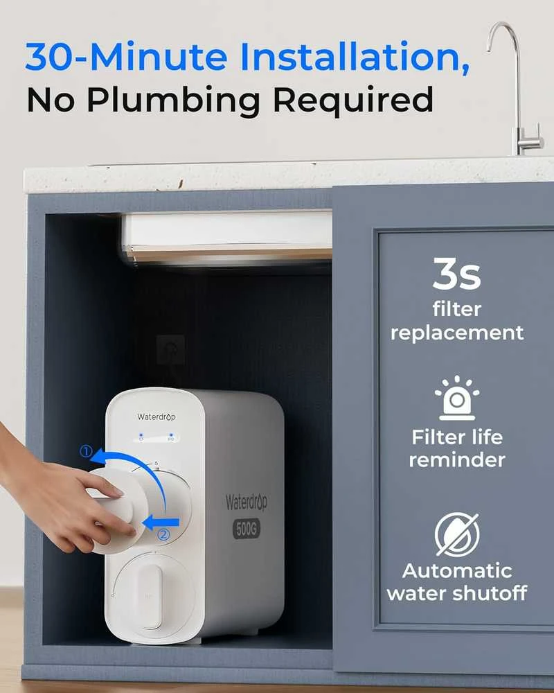 Waterdrop vandens filtravimo sistema su 7 pakopų osmoso filtru, 500 GPD našumas, WD-G5P500