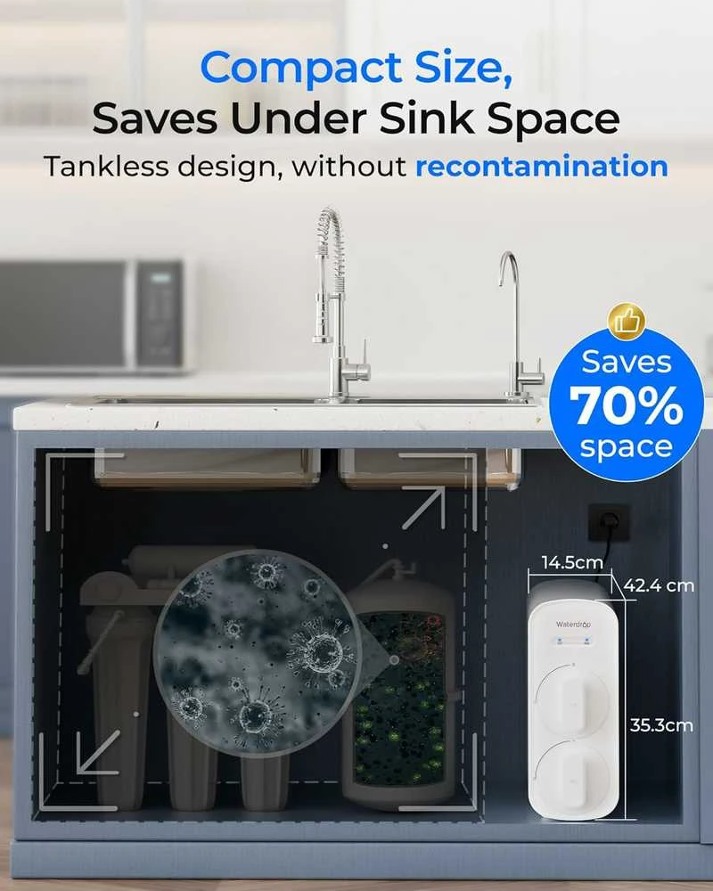 Waterdrop vandens filtravimo sistema su 7 pakopų osmoso filtru, 500 GPD našumas, WD-G5P500