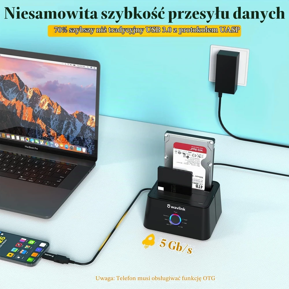 WAVLINK dviejų lizdų SATA diskų dokavimo stotelė USB 3.0 ir USB-C, WL-ST334U