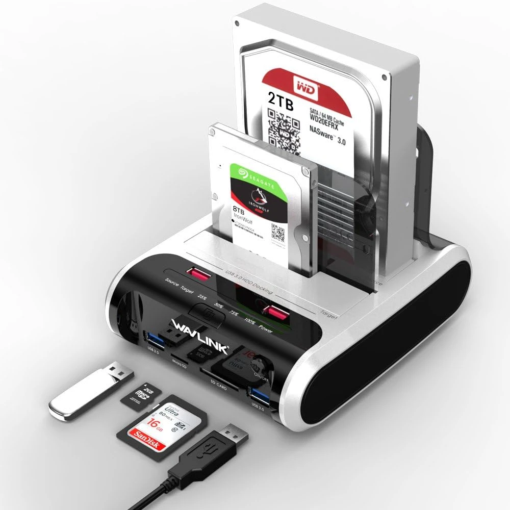 WAVLINK dviejų lizdų SATA HDD ir SSD dokavimo stotelė su USB 3.0 ir klonavimu RC-ST336A-EU