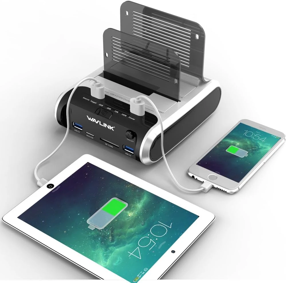 WAVLINK dviejų lizdų SATA HDD ir SSD dokavimo stotelė su USB 3.0 ir klonavimu RC-ST336A-EU