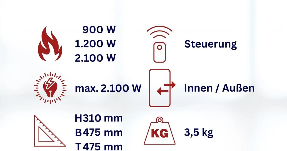 WDH lubinis elektrinis šildytuvas su IP54, 2100 W galia, nuotolinio valdymo pultu, WDH-210S