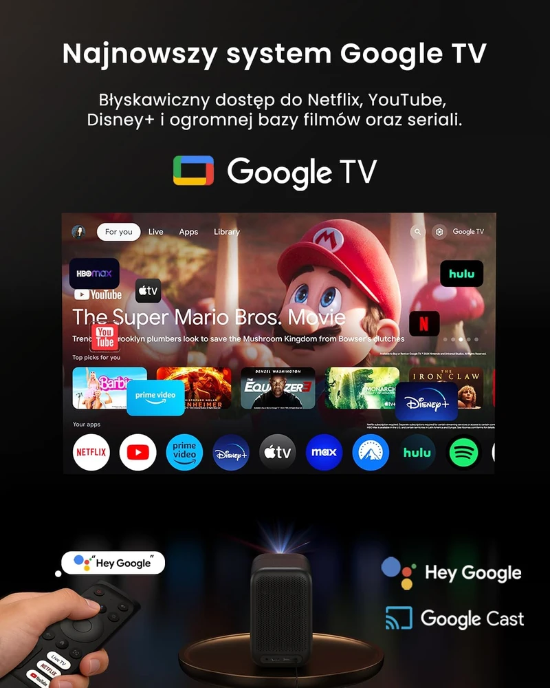 WEMAX išmanusis projektorius Full HD 1080p, 500 ISO lm, Google TV, VP04