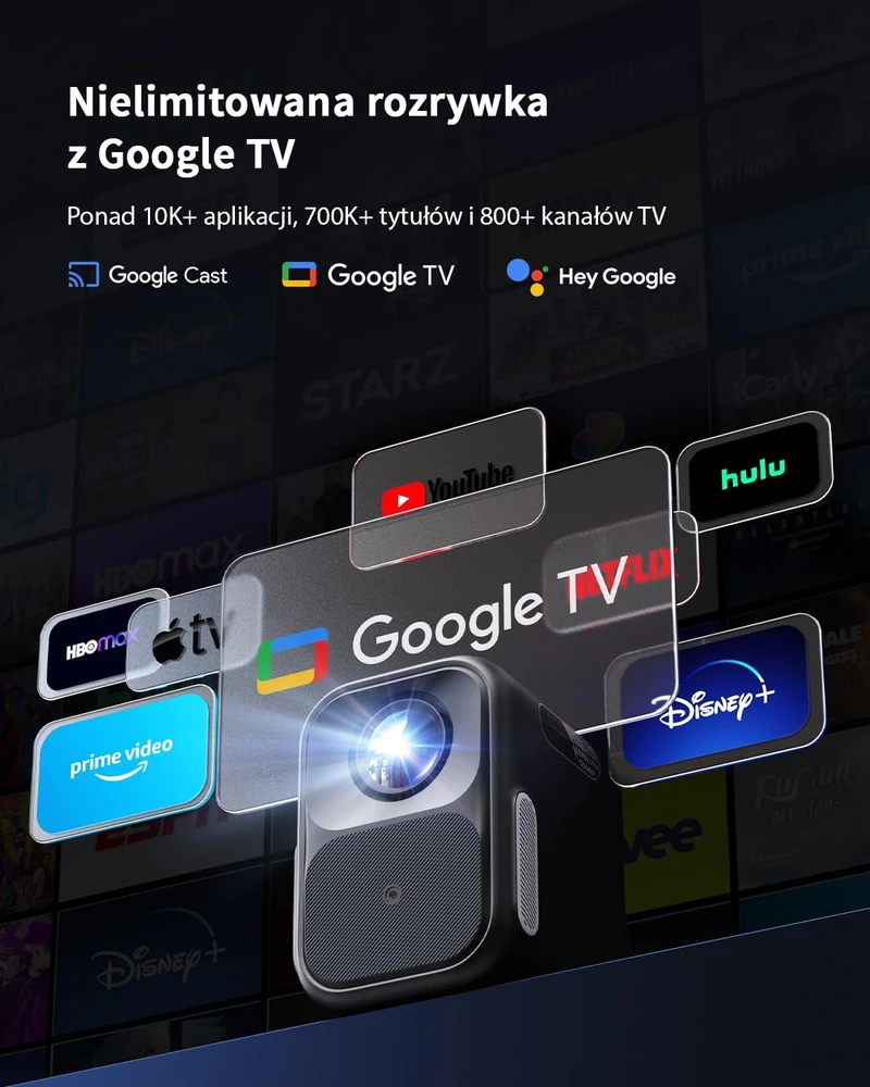 WEMAX nešiojamasis Full HD projektorius su Google TV, Bluetooth ir Wi-Fi VP03