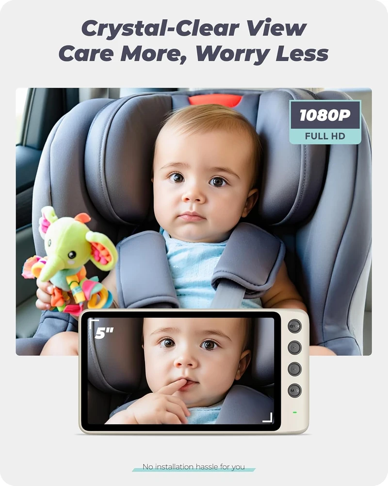 WEMOH automobilinė kūdikio stebėjimo kamera su 5 colių IPS 1080p ekranu MAA003-WE