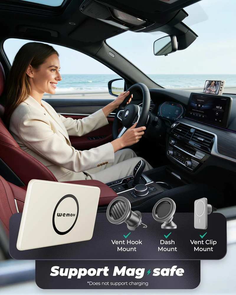 WEMOH automobilinė kūdikio stebėjimo kamera su 2 kameromis, 5 colių IPS 1080p ekranu MAA004-WE