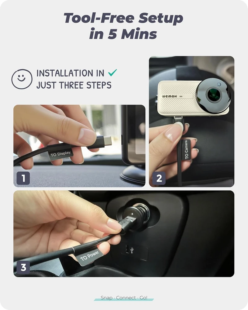 WEMOH automobilinė kūdikio stebėjimo kamera su 5 colių IPS 1080p ekranu MAA003-WE