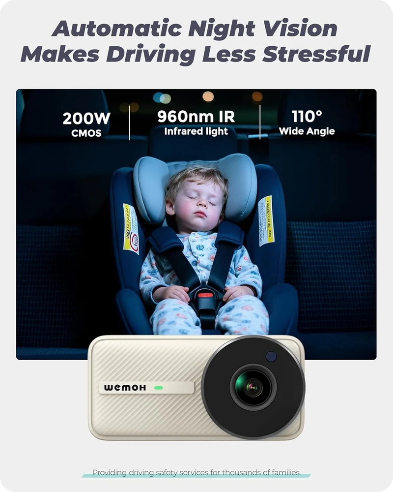 WEMOH automobilinė kūdikio stebėjimo kamera su 5 colių IPS 1080p ekranu MAA003-WE