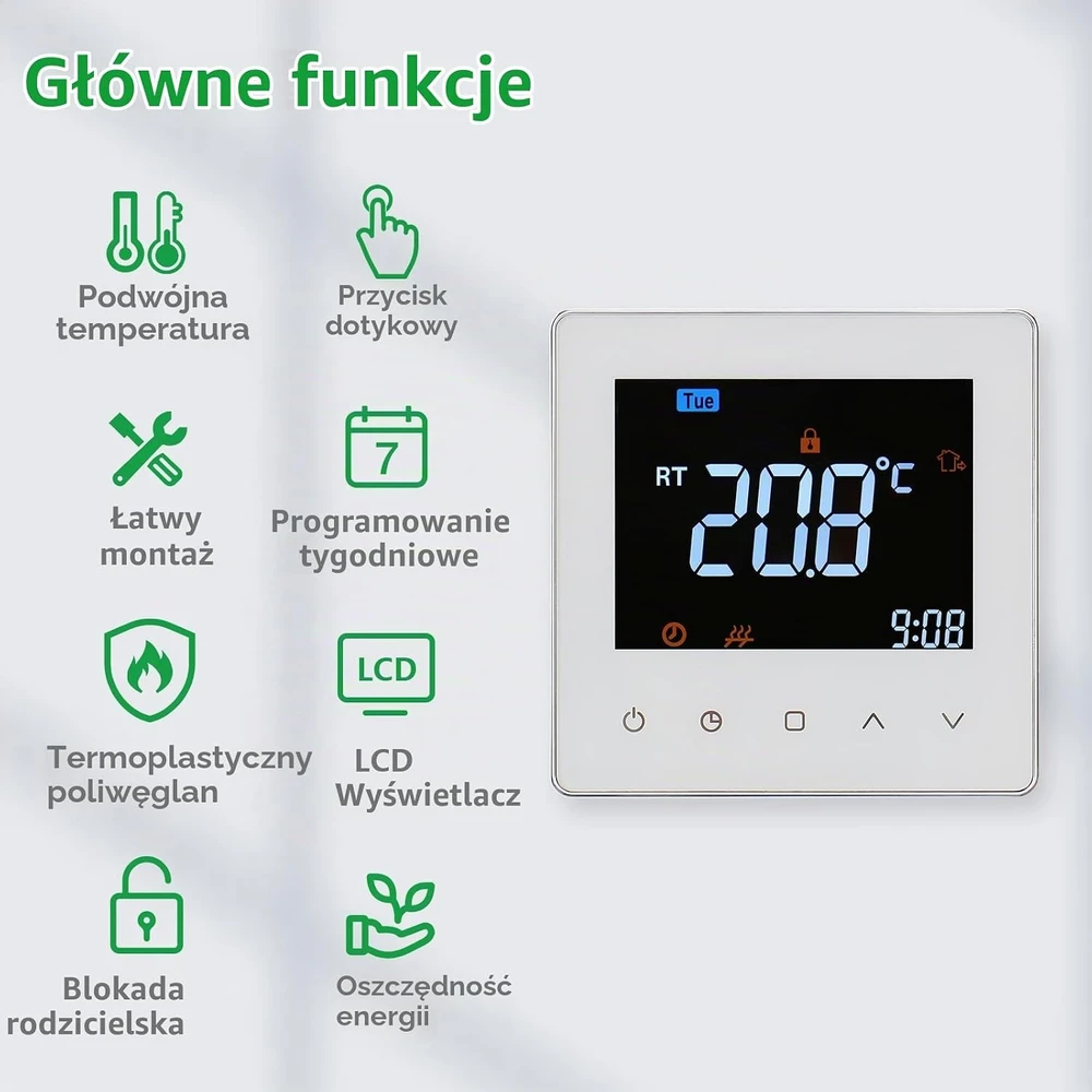 WENGART programuojamas Wi-Fi termostatas grindiniam šildymui 24 V WG538