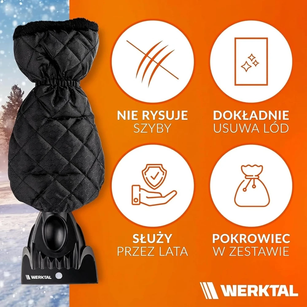 WERKTAL automobilio langų ledo grandiklis su pašiltinta pirštine