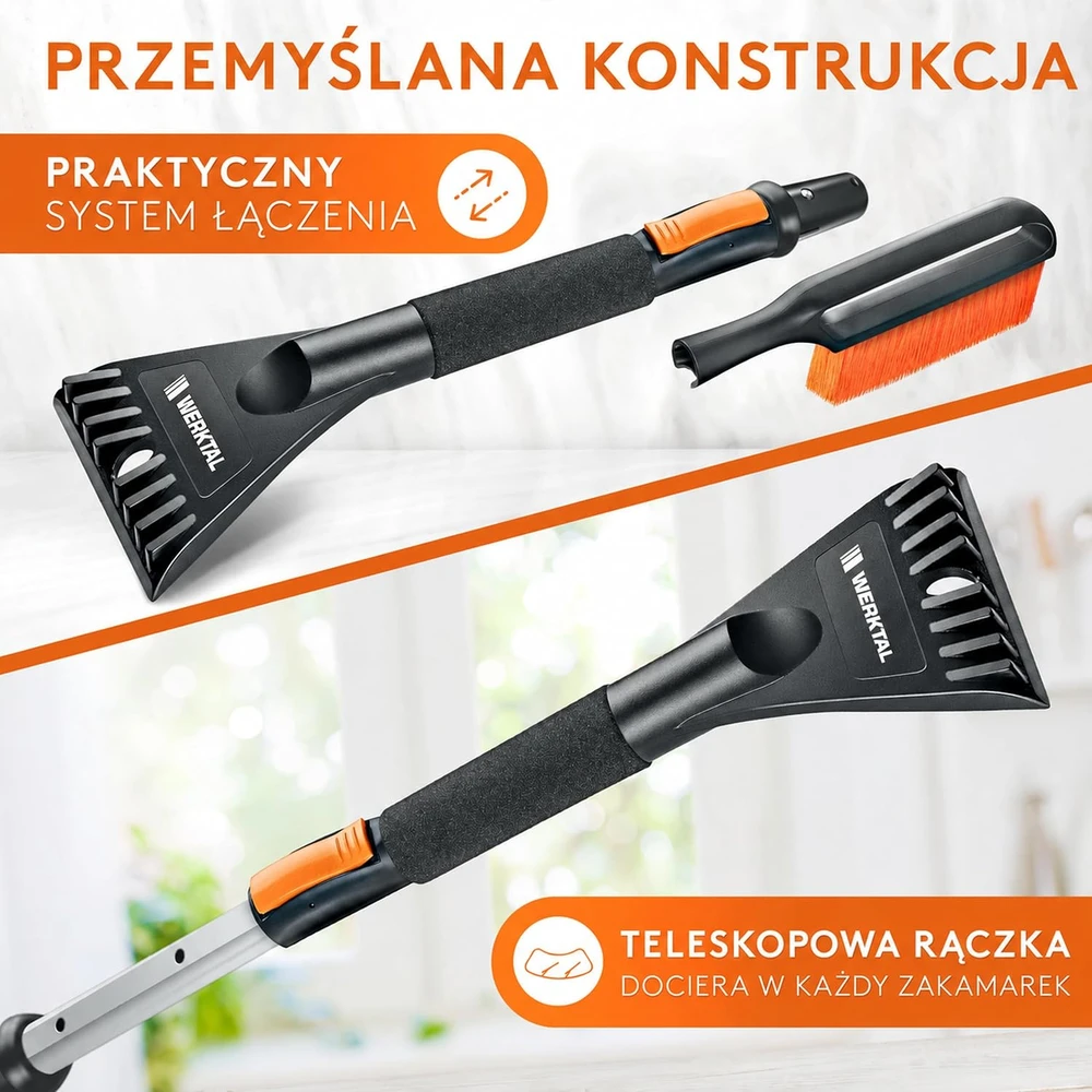 WERKTAL teleskopinis automobilinis ledo grandiklis su sniego šluota WER-EK1000-01