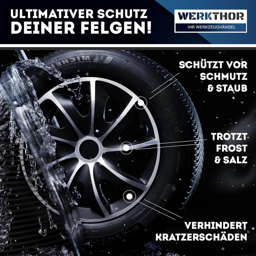 WERKTHOR ratų gaubtai 16 colių juodi ir sidabriniai, 4 vnt., Hubcaps(16)