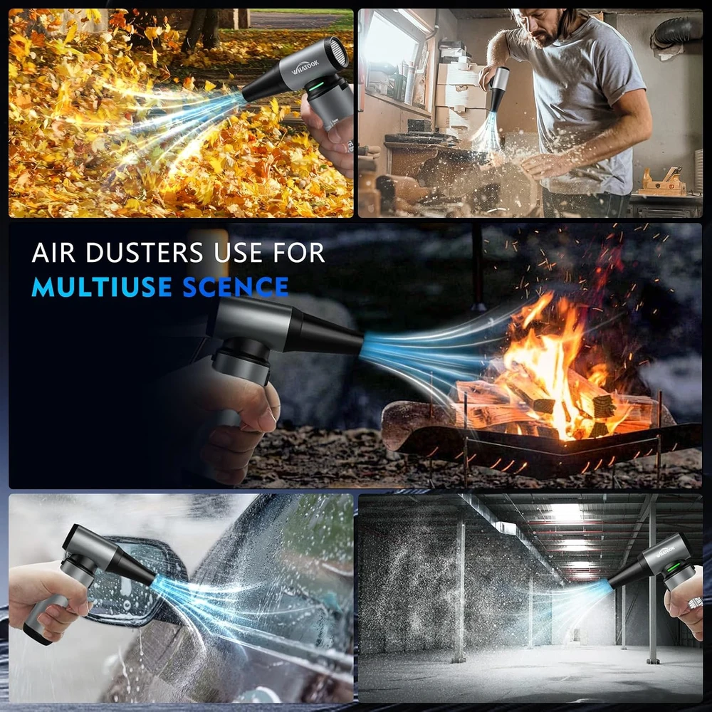 WHATOOK belaidis suslėgto oro pūstuvas kompiuteriui, 200000 aps./min., 10000 mAh, USB-C Air Duster