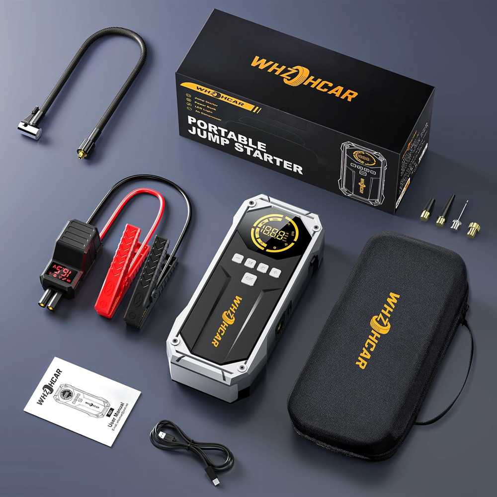 WHZOHCAR 26800 mAh automobilio startinis powerbankas su kompresoriumi 6000 A, 12 V