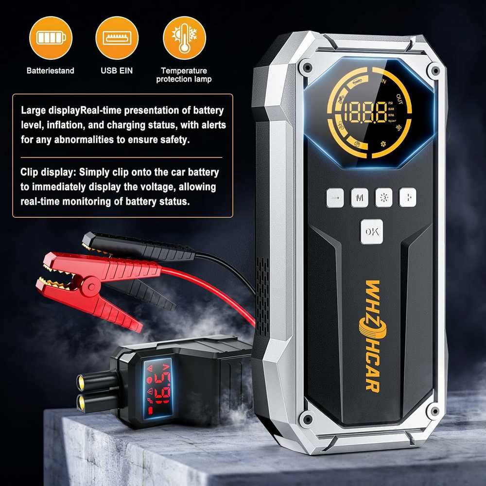 WHZOHCAR 26800 mAh automobilio startinis powerbankas su kompresoriumi 6000 A, 12 V