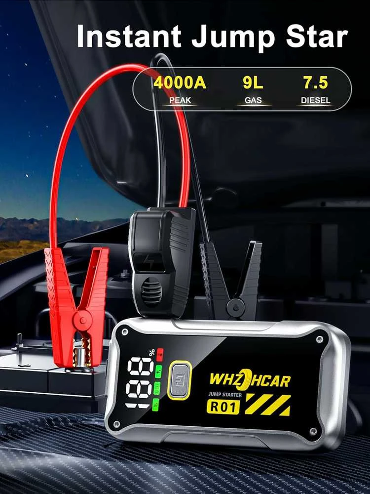 WHZOHCAR automobilinis starto powerbankas 4000 A, 12 V, 18 Ah, modelis R01